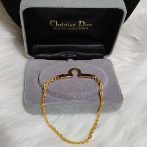 Vtg Christian Dior Gold Tone Rope Chain Bracelet Feat Designer Logo